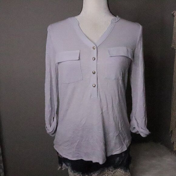 WHBM | Roll Tab Sleeve Knit Top Small‎ - Picture 2 of 8